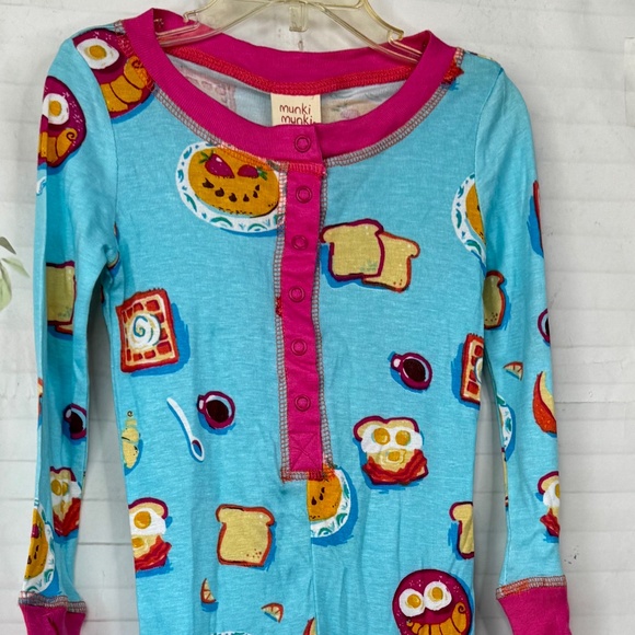 Munki Munki Toddler Girls Blue Pink Food Pattern One Piece LS Pajamas Pj Sz. 2T - Picture 3 of 15